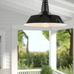 14" 1-Light Camila Classic Industrial Indoor/Outdoor Iron LED Semi Flush Mount Black/White - JONATHAN Y -Finest Home Decoration GUEST 9d6c3d81 50f1 4af6 8c3c 06fdacf9ffa0