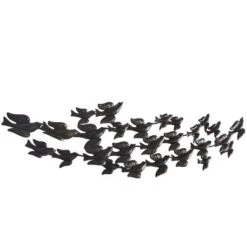Metal Bird Flying Flock Of Wall Decor Black - Olivia & May