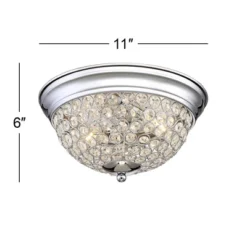 Possini Euro Design Faith Modern Ceiling Light Flush Mount Fixtures 11" Wide Set Of 2 Chrome 2-Light Crystal For Bedroom Kitchen Living Room Hallway -Finest Home Decoration GUEST 9e60bc97 1b08 4f00 97c0 da352123f71d