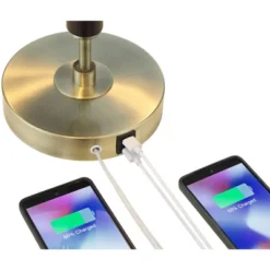 Possini Euro Design Possini Euro® Wyndham Desk Lamp With Glass Shade And Dual USB Ports -Finest Home Decoration GUEST 9fb29c06 0fa4 4c93 bedf 81121643cc35