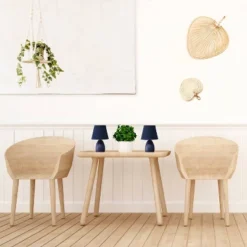 9.45" 2pk Petite Ceramic Oblong Bedside Table Desk Lamps With Matching Tapered Drum Shade Blue - Creekwood Home -Finest Home Decoration GUEST a039df64 f79e 468e a009 89fbcd450565