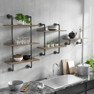 Dylan 2 Layer Floating Shelves Natural - HOMES: Inside + Out 4 Dylan 2 Layer Floating Shelves Natural - HOMES: Inside + Out - Image 2