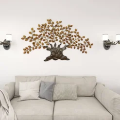 Traditional Metal Tree Indoor Outdoor Wall Decor With Leaves Brown - Olivia & May -Finest Home Decoration GUEST a1f61a86 6700 421a 8ce9 26870ad235ed