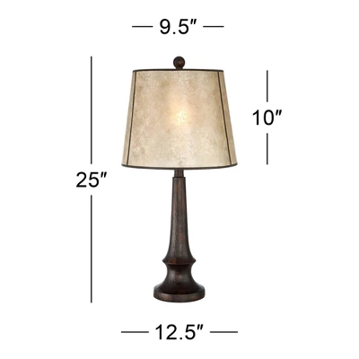 Franklin Iron Works Naomi Industrial Rustic Table Lamp 25" High Bronze With USB Charging Port Mica Shade For Bedroom Living Room Bedside Office Desk 8 Franklin Iron Works Naomi Industrial Rustic Table Lamp 25" High Bronze With USB Charging Port Mica Shade For Bedroom Living Room Bedside Office Desk - Image 6