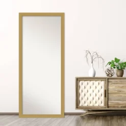 28" X 64" Non-Beveled Grace Brushed Gold Full Length Floor Leaner Mirror - Amanti Art -Finest Home Decoration GUEST a766c771 813c 4c41 a8ed 66a22f177e3a