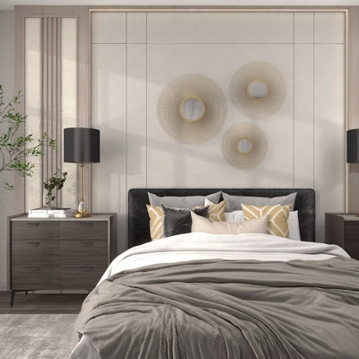 Metal Sunburst Round Wall Decor With Mirror Accent Set Of 3 Gold - Olivia & May 13 Metal Sunburst Round Wall Decor With Mirror Accent Set Of 3 Gold - Olivia & May - Image 11