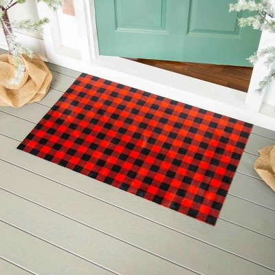 Evergreen Red And Black Buffalo Check Layering Mat 11.5 X 9.5 Inches Indoor And Outdoor Decor 5 Evergreen Red And Black Buffalo Check Layering Mat 11.5 X 9.5 Inches Indoor And Outdoor Decor - Image 3