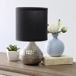 Hammered Drip Mini Table Lamp With Fabric Shade - Simple Designs -Finest Home Decoration GUEST a8658082 6ad2 4407 a2cc 4e614992761a