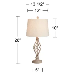 Franklin Iron Works Annie Modern Coastal Table Lamps 28" Tall Set Of 2 Weathered Sand Iron Cream Tapered Drum Shade For Bedroom Living Room Bedside -Finest Home Decoration GUEST a87e9174 814a 4640 87a2 82db762c0067