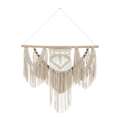 Cotton Macrame Intricately Handmade Weaved Wall Decor With Beaded Fringe Tassels - Olivia & May 5 Cotton Macrame Intricately Handmade Weaved Wall Decor With Beaded Fringe Tassels - Olivia & May - Image 3