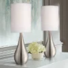 360 Lighting Evans Modern Accent Table Lamps 21" High Set Of 2 Brushed Nickel Metal Teardrop White Cylinder Shade For Bedroom Living Room House Home -Finest Home Decoration GUEST a8d4998f 061d 4f20 b62a 237727ca2bfd
