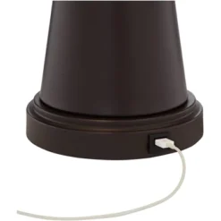 Franklin Iron Works Craig Rustic Farmhouse Table Lamps Set Of 2 With Square Risers 24 1/2" High Bronze With USB Charging Port Natural Shade For Desk -Finest Home Decoration GUEST aa5cefed 7046 43ee ad4b 4635a3e4b299