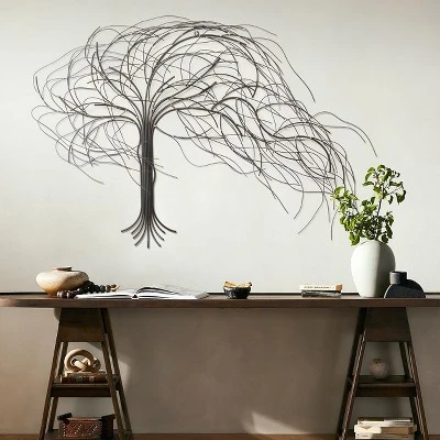 LuxenHome Black Metal Windy Tree Wall Decor 3 LuxenHome Black Metal Windy Tree Wall Decor