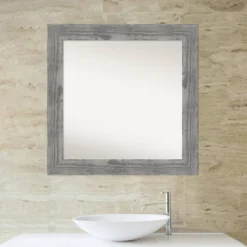 32" X 32" Non-Beveled Bridge Wood Bathroom Wall Mirror Gray - Amanti Art 13 32" X 32" Non-Beveled Bridge Wood Bathroom Wall Mirror Gray - Amanti Art -Finest Home Decoration GUEST ac5ec8e8 d50f 409e 9323 4e46bcceb8a7