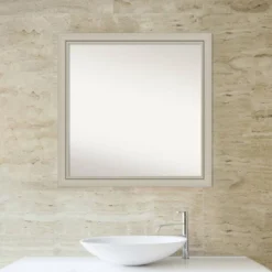 30" X 30" Non-Beveled Romano Silver Narrow Wood Bathroom Wall Mirror - Amanti Art -Finest Home Decoration GUEST ac9dbce0 5736 4214 af27 ec7fced501fc