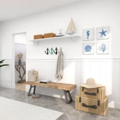 Set Of 4 Metal Sea Horse Speckled Wall Decors With Starfish Shell And Coral Designs Cream - Olivia & May -Finest Home Decoration GUEST ad1a8a86 722b 4ab4 85ab f4645732101f