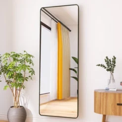 Owen 65" X 22" Oversized Rectangle Round Corner Full Length Floor Mirror For Hanging Or Standing With Aluminum Frame-The Pop Home -Finest Home Decoration GUEST adf29336 cbe8 4791 a1b9 354d327b4bbf