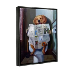 Stupell Industries Dog Reading The Newspaper On Toilet Funny Painting -Finest Home Decoration GUEST ae2fde5b ef92 46ff b32f 8bce43248d9c