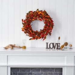 Nearly Natural 20” Harvest Leaf And Mini Pumpkin Artificial Wreath -Finest Home Decoration GUEST ae62506b 4a9b 4b8b b3d0 9973577d4471