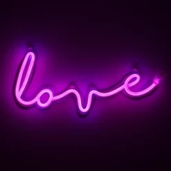 Amped Co 16" X 7” LED Neon Light Indoor Wall Sign With Line Switch, Magenta