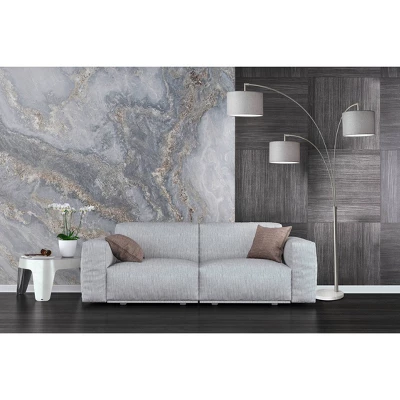 3-Arm Bowery Arc Lamp Brushed Steel - Adesso 3 3-Arm Bowery Arc Lamp Brushed Steel - Adesso