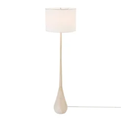 65" Kanana Faux Wood Floor Lamp With White Cotton Shade - Globe Electric -Finest Home Decoration GUEST b15c5150 cdc6 49a2 89df c2c0c7fe1ee8