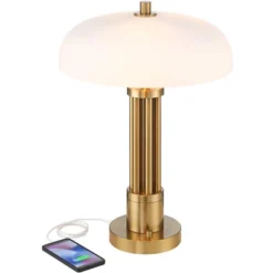 Possini Euro Design Possini Euro® Granview Desk Lamp With Glass Shade And Dual USB Ports -Finest Home Decoration GUEST b32beb76 16a5 4208 a6c8 5e71c59200cd