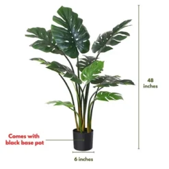 Forever Leaf 48" Artificial Monstera Artificial Plant In Black Pot, Indoor Artificial Plant For Home Decor -Finest Home Decoration GUEST b36117be 6c7e 4333 b2cb 28719c5ea957