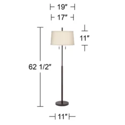 Possini Euro Design Nayla Modern Floor Lamp 62 1/2" Tall Bronze Metal Off White Fabric Tapered Drum Shade For Living Room Bedroom Office House Home -Finest Home Decoration GUEST b3e71107 ad6c 45a8 9214 770f5129cfe0