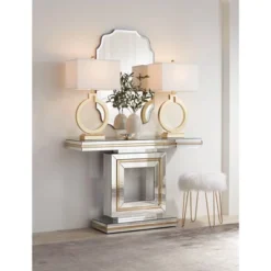 360 Lighting Modern Table Lamps 28 1/2" Tall Set Of 2 With USB Charging Port Brushed Gold Open Ring White Shade For Bedroom Living Room House Bedside -Finest Home Decoration GUEST b41600b8 897e 4d0a b3de e1f7b986bda5