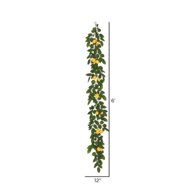 Vickerman 6' Artificial Green And Yellow Salal Leaf Lemon Garland. 4 Vickerman 6' Artificial Green And Yellow Salal Leaf Lemon Garland. - Image 2