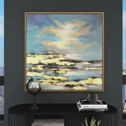 Canvas Geode Landscape Framed Wall Art With Gold Frame Blue - Olivia & May -Finest Home Decoration GUEST b4521421 3f5b 4b5d b42e 18fd561a9790