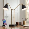 Possini Euro Design Sentry Modern Mid Century Desk Lamp 23" High Black Brass With USB Charging Port LED Adjustable Cone Shade For Bedroom Living Room -Finest Home Decoration GUEST b54ba3a8 fb04 4798 bbf9 ebae1a38c484