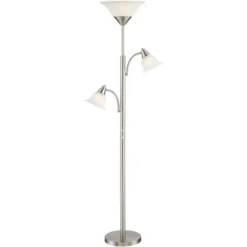 360 Lighting Jordan Modern Torchiere Floor Lamp With Side Lights 71 1/2" Tall Brushed Nickel Alabaster Glass Shade For Living Room Reading Bedroom -Finest Home Decoration GUEST b5b43b80 fd91 400f ac23 47424eb75b00