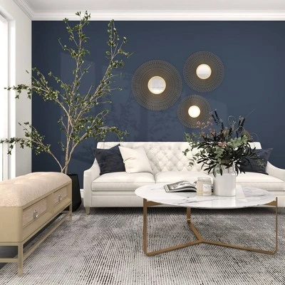 Metal Sunburst Round Wall Decor With Mirror Accent Set Of 3 Gold - Olivia & May 12 Metal Sunburst Round Wall Decor With Mirror Accent Set Of 3 Gold - Olivia & May - Image 10