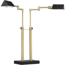 Possini Euro Design Keegan Modern Desk Lamp 24" High Warm Brass With Dual USB Charging Ports LED Adjustable Black Shade For Bedroom Living Room Desk -Finest Home Decoration GUEST b6d2dc1f e4b2 4213 b84f 70fdd43c4979