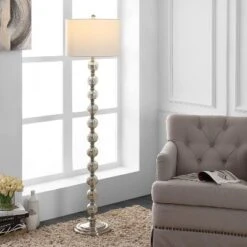 Cace Floor Lamp - Nickel/Ivory - Safavieh -Finest Home Decoration GUEST b6f9f265 aa39 49c2 9b50 3ab4d656fa9b