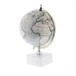 13" X 9" Contemporary Decorative Globe With Iron And Ceramic Stand White - Olivia & May -Finest Home Decoration GUEST b9042f16 75cc 456a ba8e cfd6172a1d43