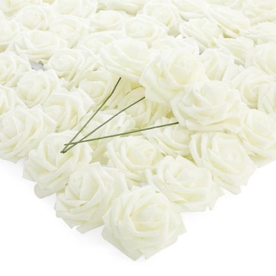 Bright Creations 60 Pack Artificial Rose Flowers Heads With Stems, White 3" Faux Fake Flowers For Party Decorations 10 Bright Creations 60 Pack Artificial Rose Flowers Heads With Stems, White 3" Faux Fake Flowers For Party Decorations - Image 8
