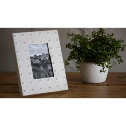 Cream Bubble Pattern 4x6 Inch Enamel Metal Decorative Picture Frame - Foreside Home & Garden -Finest Home Decoration GUEST b96bfc7b 8e22 4538 925d 8bbad63b4286