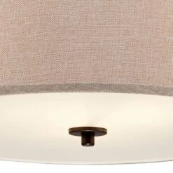 Franklin Iron Works Oil Rubbed Bronze Pendant Chandelier 19 1/2" Wide Farmhouse Rustic Oatmeal Linen Drum Shade Fixture For Dining Room Kitchen Island -Finest Home Decoration GUEST ba306b41 7329 46af 9d33 6f685900f631