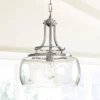 Franklin Iron Works Charleston Brushed Nickel Pendant 13 1/2" Wide Modern LED Clear Glass Shade For Dining Room House Foyer Kitchen Island Entryway -Finest Home Decoration GUEST ba5e1396 adc4 42da a2b7 4ce1edc742f5
