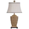 Tortola Carved Cream Table Lamp With Natural Softback Fabric Shade - StyleCraft
