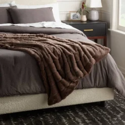 55"x80" Faux Fur Ribbed Bed Throw - Threshold™