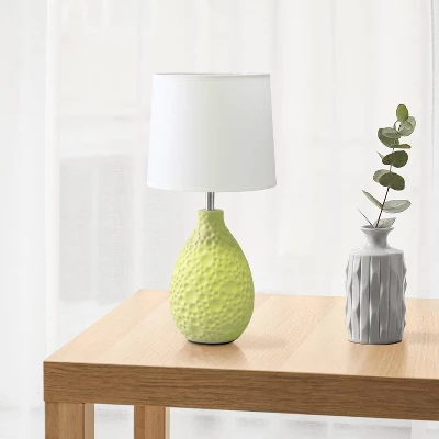 14.17" Traditional Ceramic Texture Thumbprint Tear Drop Table Desk Lamp With Tapered White Shade Green - Creekwood Home 6 14.17" Traditional Ceramic Texture Thumbprint Tear Drop Table Desk Lamp With Tapered White Shade Green - Creekwood Home - Image 4