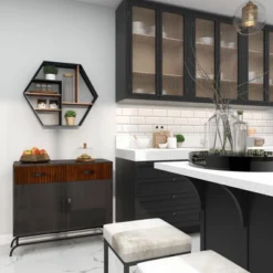 Industrial Wood Wall Shelf Black - Olivia & May -Finest Home Decoration GUEST c00ed2a3 07b3 40f3 9e6f 2c4e81c2b39f