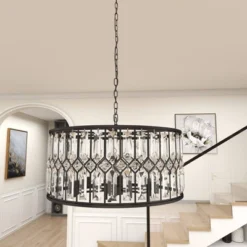 Metal Crystal Embellishments 6 Light Chandelier With Link Style Chain Black - Olivia & May 24 Metal Crystal Embellishments 6 Light Chandelier With Link Style Chain Black - Olivia & May -Finest Home Decoration GUEST c124ac03 81fa 46a6 8736 74ed7fde7a1a