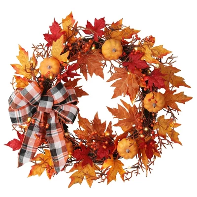 26in Pre-lit LED Plaid Wreath - Haute Décor 3 26in Pre-lit LED Plaid Wreath - Haute Décor