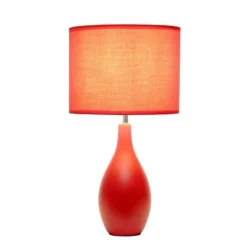 18.11" Traditional Standard Ceramic Dewdrop Table Desk Lamp With Matching Fabric Shade Red - Creekwood Home -Finest Home Decoration GUEST c5f0c7f6 0619 428b b785 7fb6bce954ea
