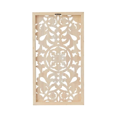 Wood Floral Intricately Carved Wall Decor Brown - Olivia & May 6 Wood Floral Intricately Carved Wall Decor Brown - Olivia & May - Image 4